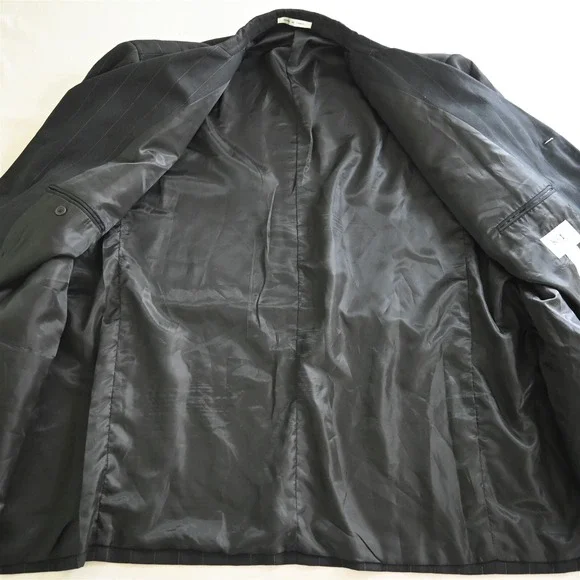 Kings Court 58L 44x32 Black Striped 5 Button Mens Jacket Pants Suit